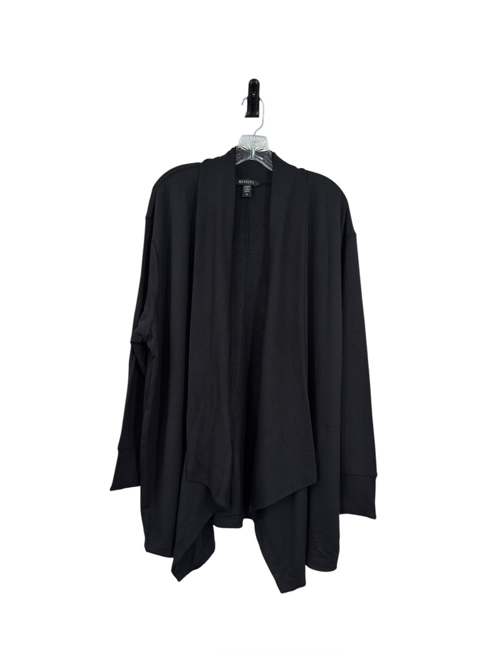 Athleta Pranayama Restore Wrap Open Front Ribbed Trim Cardigan Size 1X Black